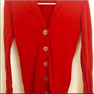 Tory Burch Hermès red cardigan